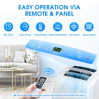 12000 BTU Portable Air Conditioner with Dehumidifier and Fan, Up to 550 Sq. ft -NPE8-08C