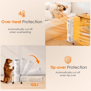 Oil Heater, 1500W Portable Electric Space Heaters