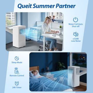 Portable Air Conditioner 10,000 BTU (ASHRAE) for Room Up to 450 Sq.Ft - 3-in-1 AC, Dehumidifier & Fan - Remote, 24H Timer, Window Kit - Home & Office