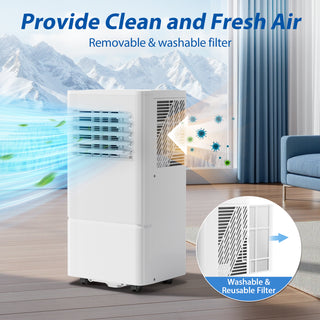 Portable Air Conditioner 10,000 BTU (ASHRAE) for Room Up to 450 Sq.Ft - 3-in-1 AC, Dehumidifier & Fan - Remote, 24H Timer, Window Kit - Home & Office