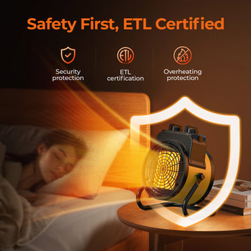 AirChoice PTC-1500R ETL-certified heater with overheat protection