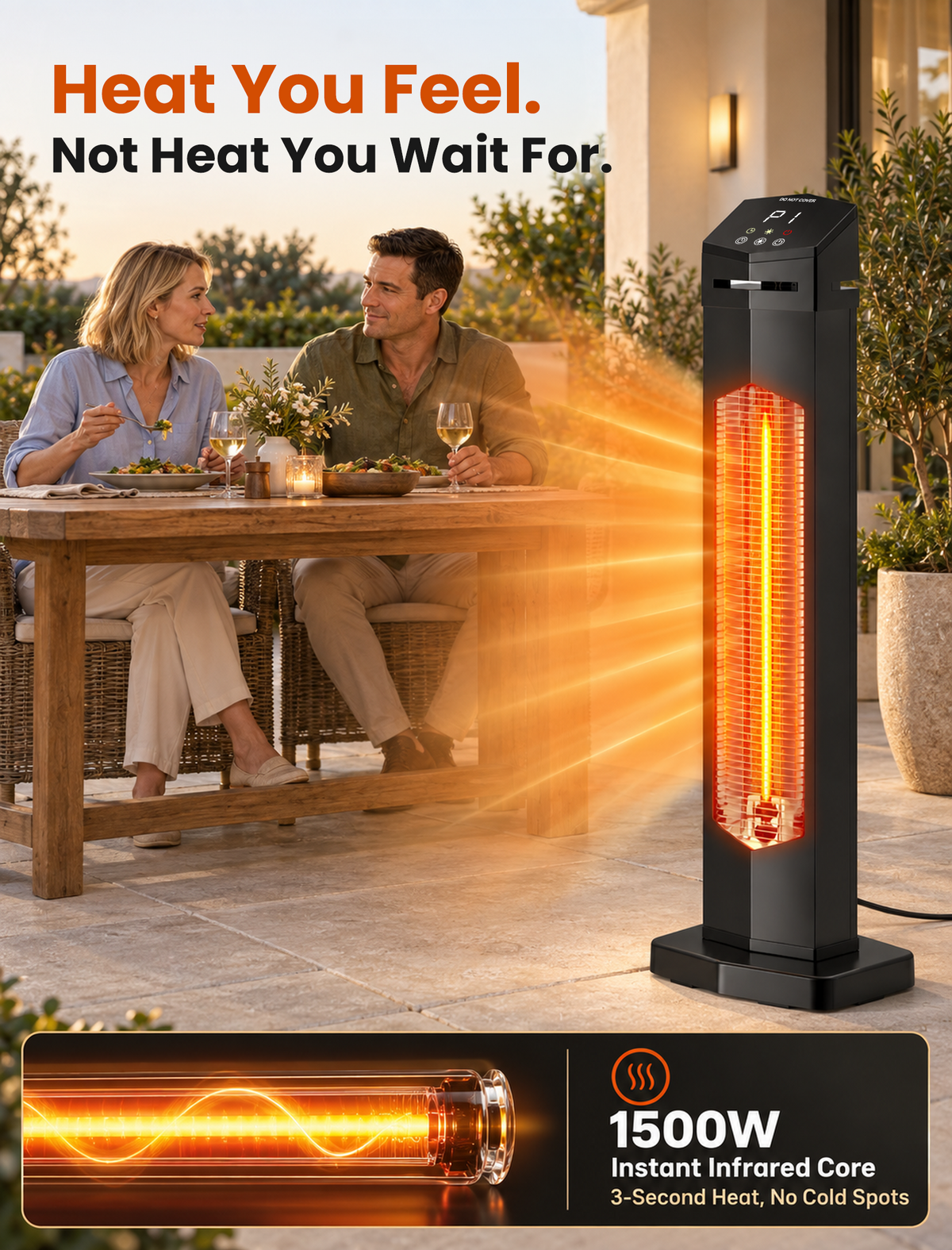 AirChoice 1500W Infrared Tower Heater with Remote - JH-HW04-15R
