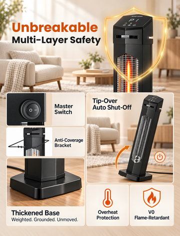 AirChoice 1500W Infrared Tower Heater with Remote - JH-HW04-15R