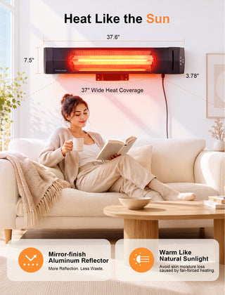 AirChoice 1500W Wall-Mounted Infrared Heater with Remote - JH-HW05-15R