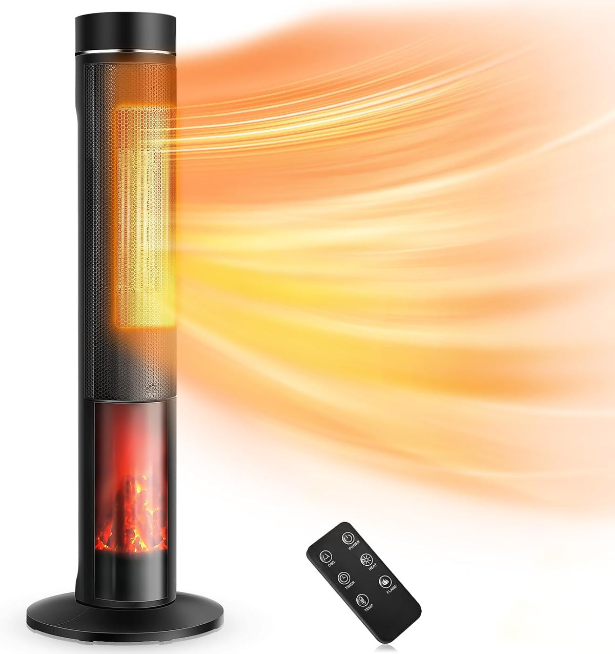 AirChoice 1500W Tower Space Heater with 3D Flame Effect - KPT-1606F