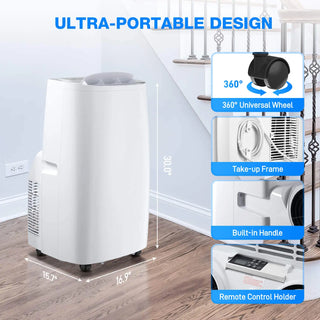 14000 BTU Portable Air Conditioner with Cooler, Heater, Dehumidifier, Fan- NPH-10H