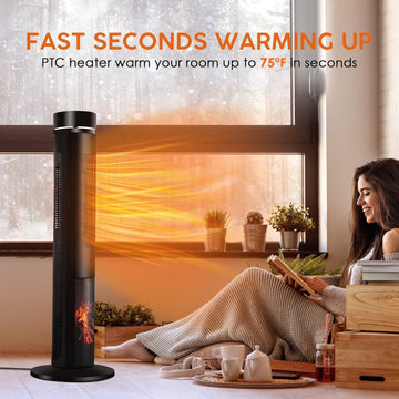AirChoice 1500W Tower Space Heater with 3D Flame Effect - KPT-1606F