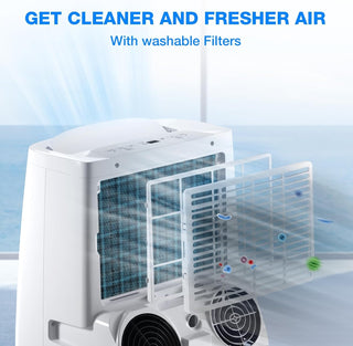 Air Choice 14000 BTU Portable Air Conditioner, 4-in-1 Air Conditioner Portable for Room Up to 700 Sq.Ft. with Remote, Auto Swing, Quiet AC Unit as Heater Dehumidifier Fan, 24H Timer, Window Kit, White