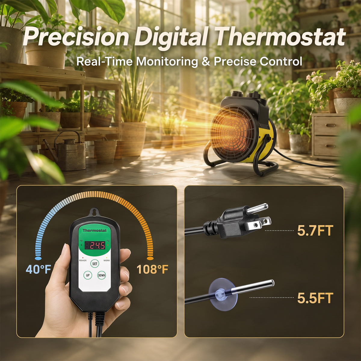 Digital thermostat controls and temperature probe for AirChoice PTC-1500R