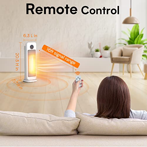 AIRMATE 25 Space Heater Large Room Indoor Use, 1500W Electric Heaters 70°  Oscillating PTC Ceramic Heater with Thermostat, 3 Modes, 12H Timer, Quiet