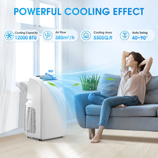 12000 BTU Portable Air Conditioner with Dehumidifier and Fan, Up to 550 Sq. ft -NPE8-08C