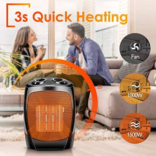 Portable Room Heater Indoor Use - 1500W Quiet Fast
