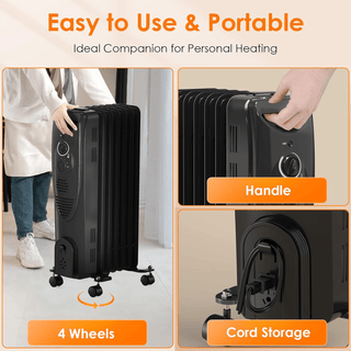 Air Choice Oil Heater, 1500W Portable Electric Space Heaters